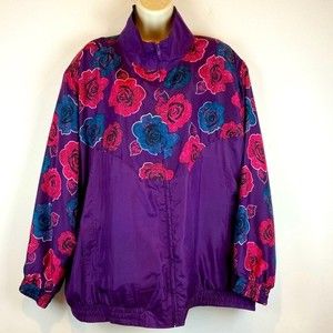 Vintage Hunt Club Woman Purple Silk Jacket Full Zip with Pockets Size 20W